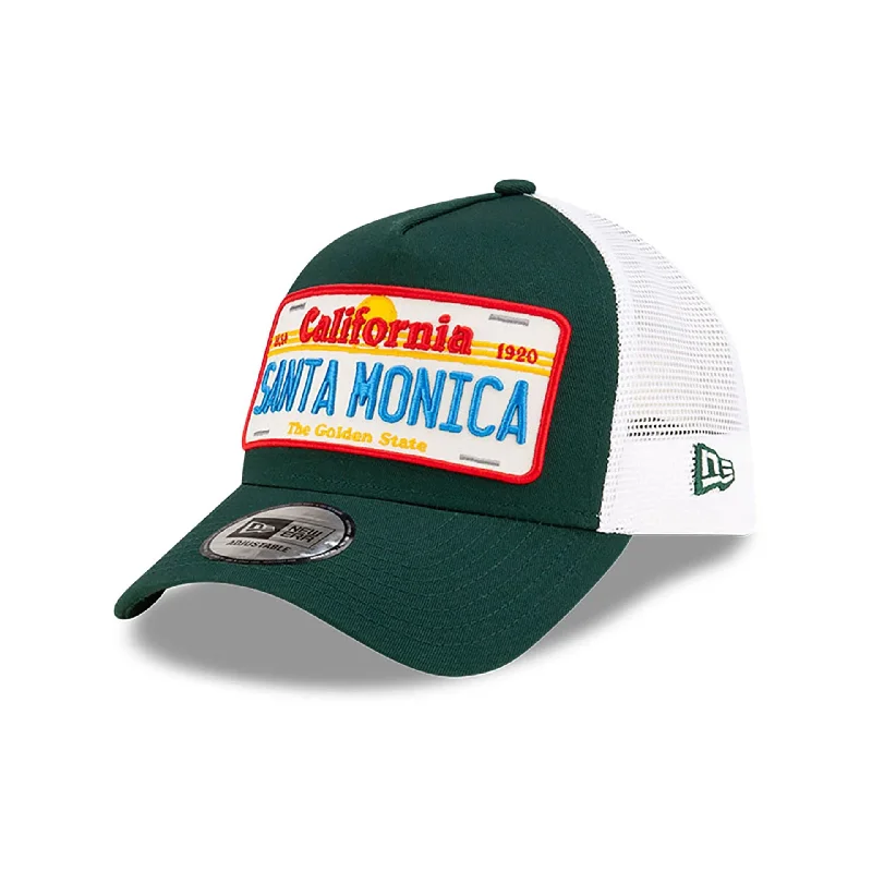 New Era Santa Monica License Plate Dark Green 9FORTY A-Frame Trucker Adjustable Cap