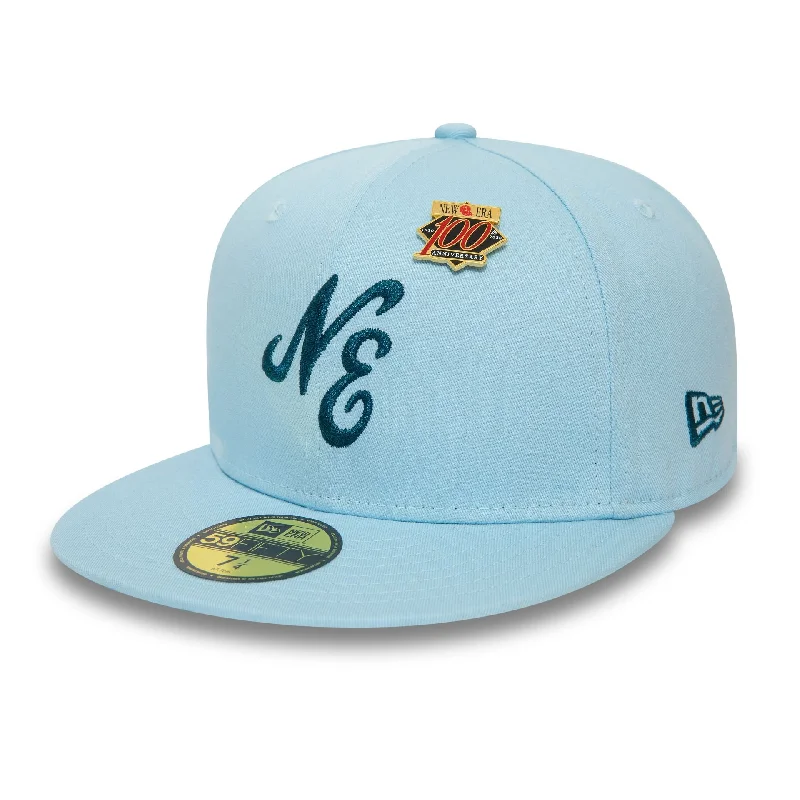 New Era Script Pastel Blue 59FIFTY Fitted Cap