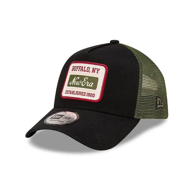 New Era Script Patch Black 9FORTY A-Frame Trucker Adjustable Cap