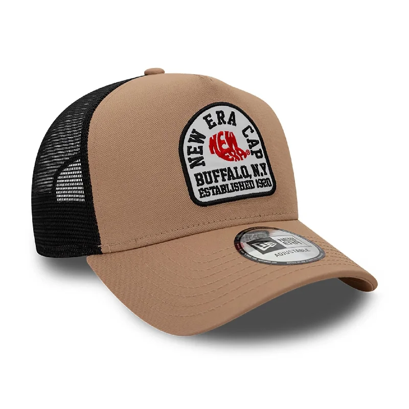 New Era State Patch Trucker Beige 9FORTY A-Frame Trucker Adjustable Cap