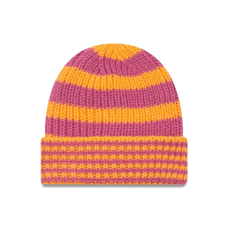 New Era Stripe Orange Cuff Knit Beanie Hat