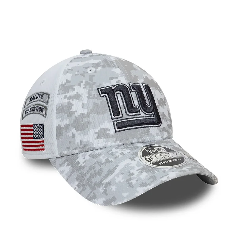 New York Giants NFL Salute To Service 2024 White 9FORTY Stretch Snap Adjustable Cap