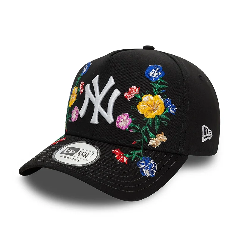 New York Yankees Floral Front Black 9FORTY E-Frame Adjustable Cap