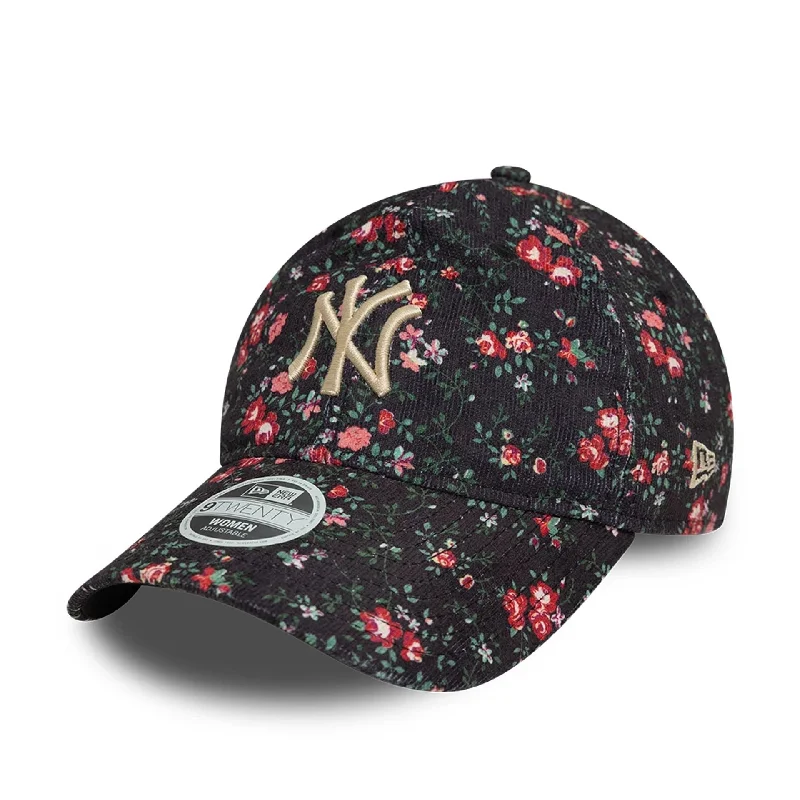 New York Yankees Womens Floral Cord Black 9TWENTY Adjustable Cap