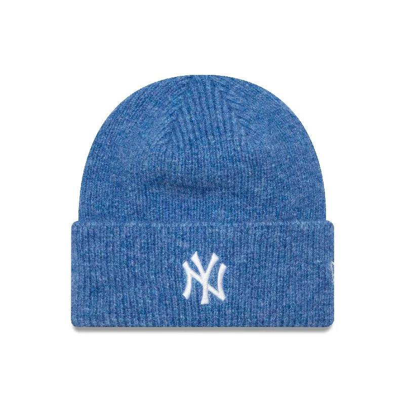 New York Yankees Womens Pastel Blue Wide Cuff Knit Beanie Hat