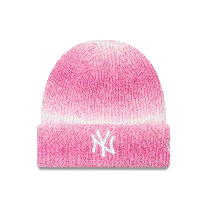 New York Yankees Womens Space Dye Recycled Pastel Pink Cuff Knit Beanie Hat