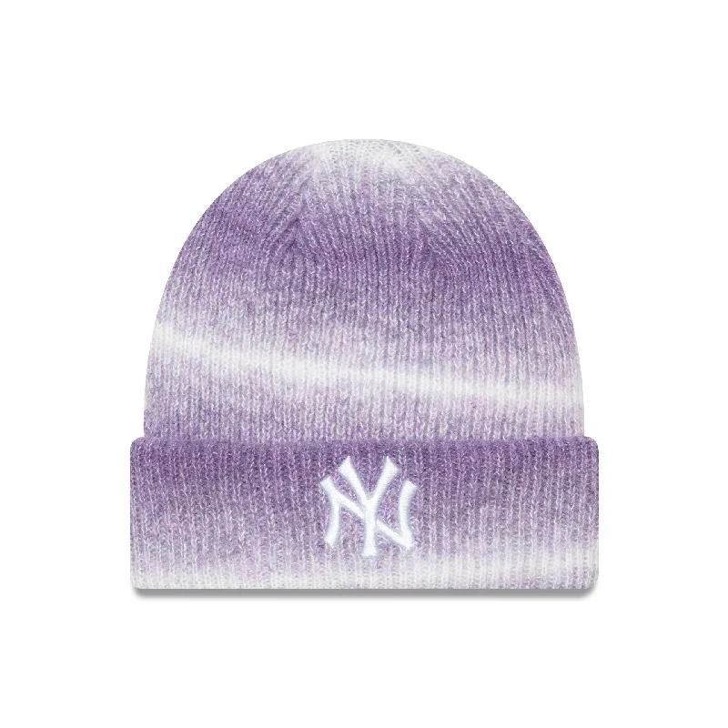 New York Yankees Womens Space Dye Recycled Purple Cuff Knit Beanie Hat