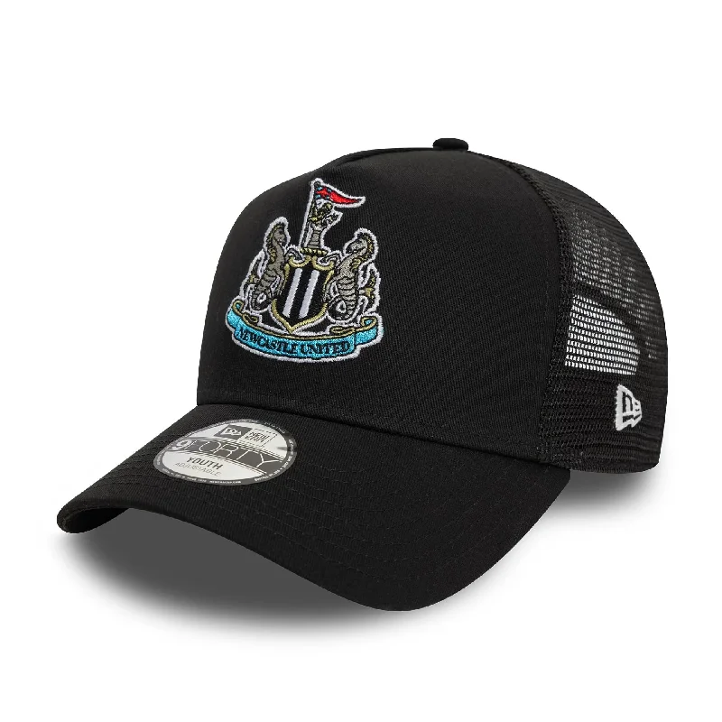 Newcastle United FC Youth Core Black 9FORTY A-Frame Trucker Adjustable Cap