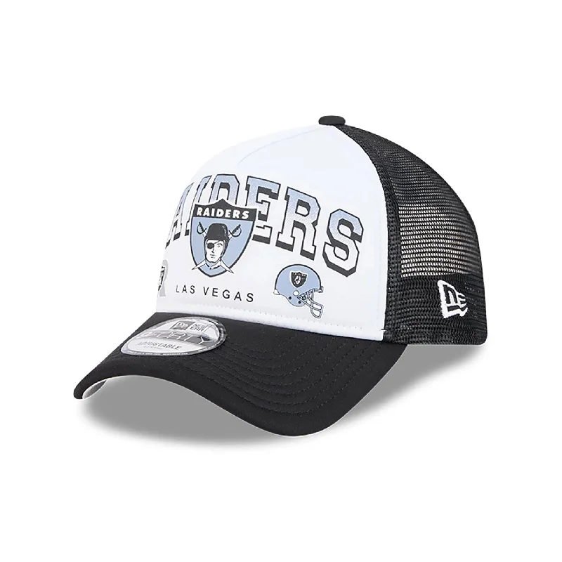 Oakland Raiders Retro Wordmark Black 9FORTY A-Frame Trucker Adjustable Cap