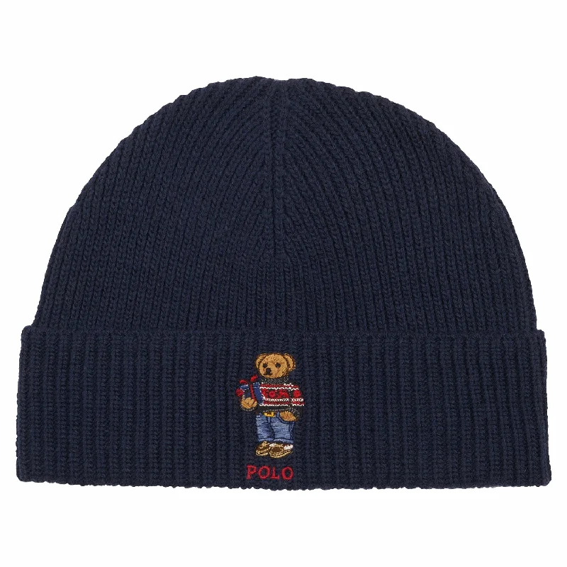 Ribbed Holiday Bear Beanie | Newport Navy