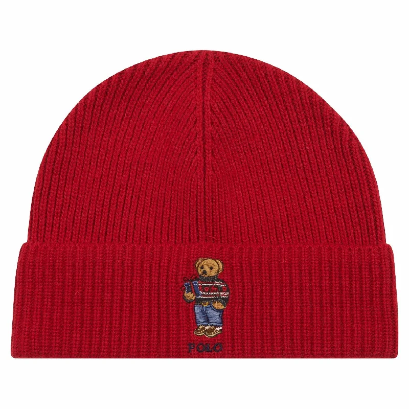 Ribbed Holiday Bear Beanie | RL 2000 Red