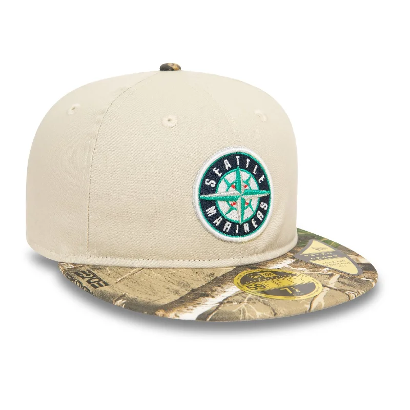 Seattle Mariners MLB Realtree Light Beige Retro Crown 59FIFTY Fitted Cap