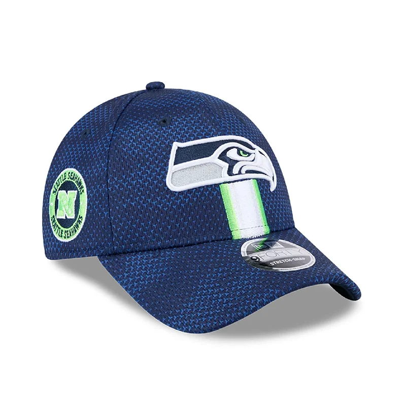 Seattle Seahawks NFL Sideline 2024 Dark Blue 9FORTY Stretch Snap Cap