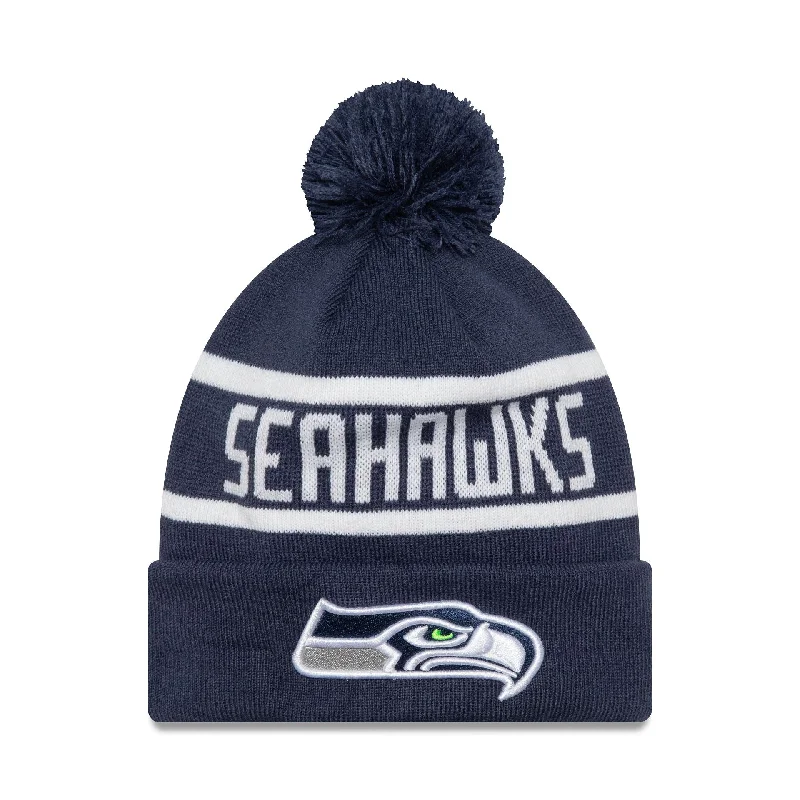 Seattle Seahawks Official Team Colour NFL Dark Blue Jake Knit Beanie Hat