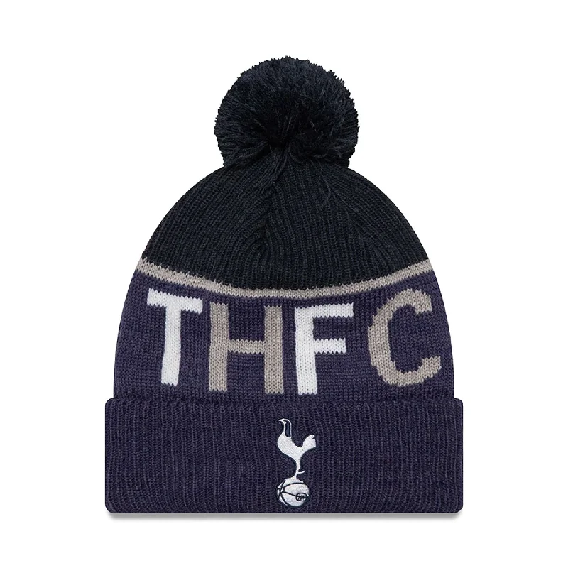 Tottenham Hotspur FC Sport Navy Bobble Knit Beanie Hat